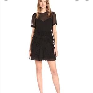 BCBGMaxazria Black Tiered Tulle Ruffle Reanna Dress Size 6